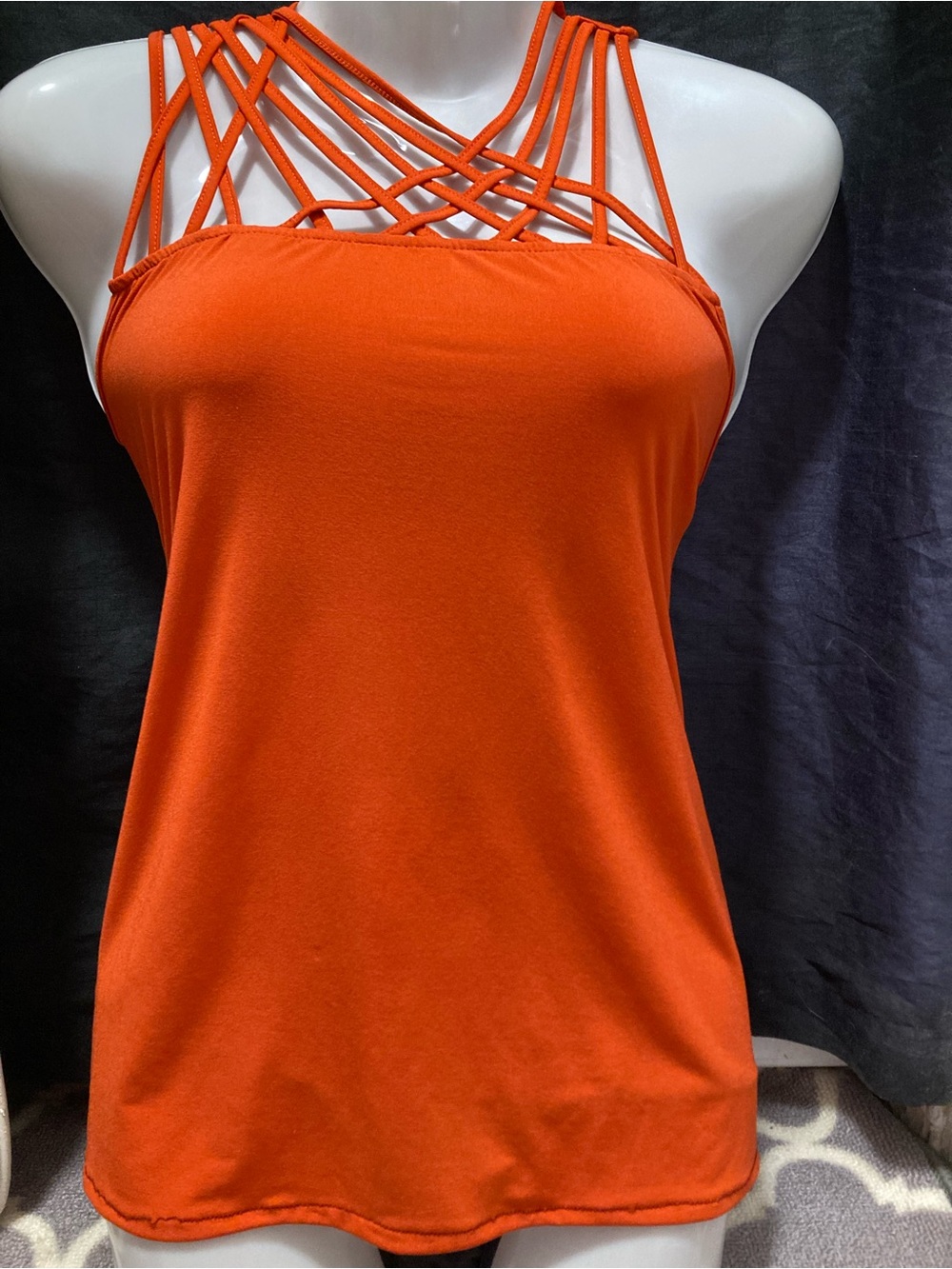 Cupio Red Strappy Tank Top Festival Y2K Sleeveless Size L